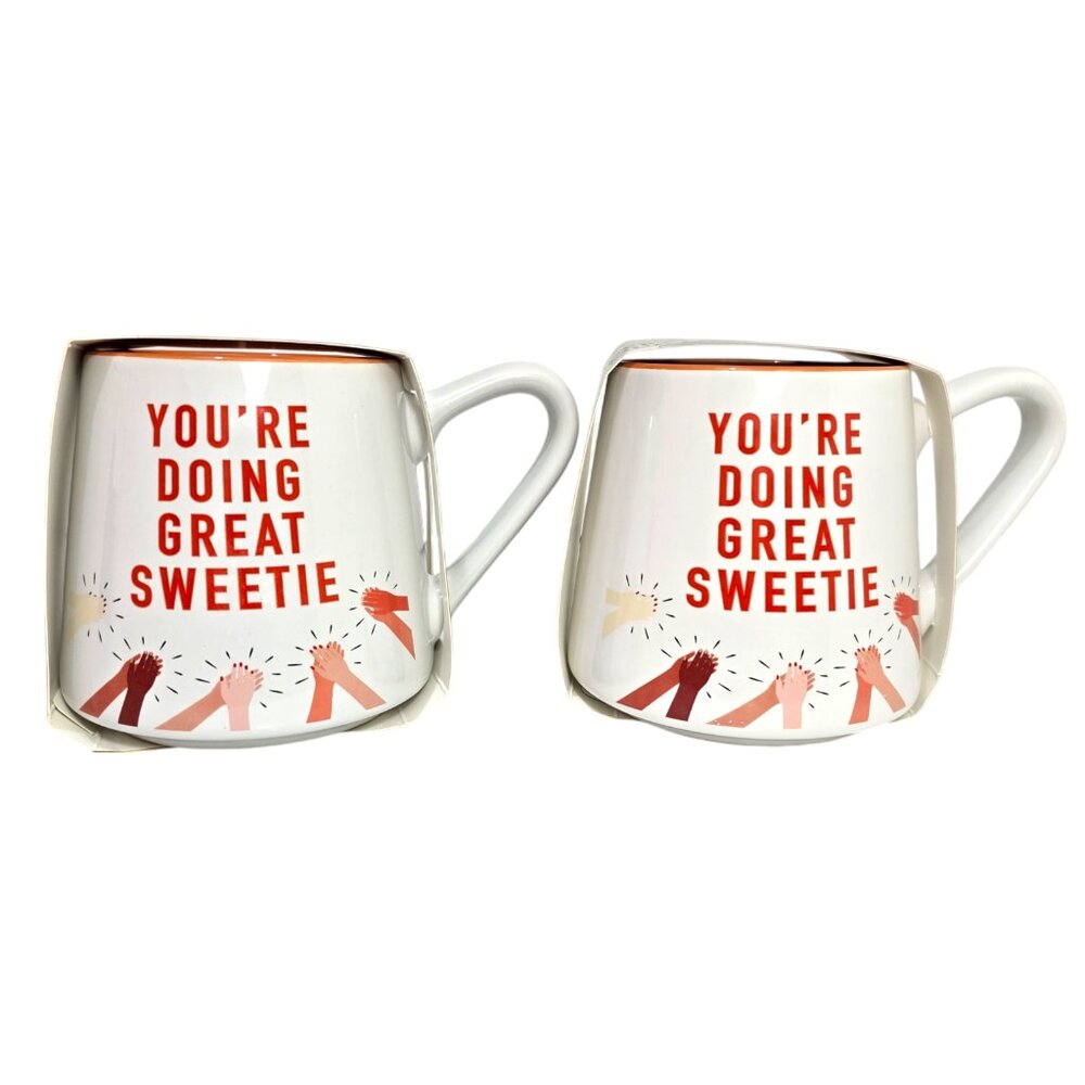 Motivational Coffee Mug 16 oz You’re Doing Great Sweetie Set of 2 Thyme & Table